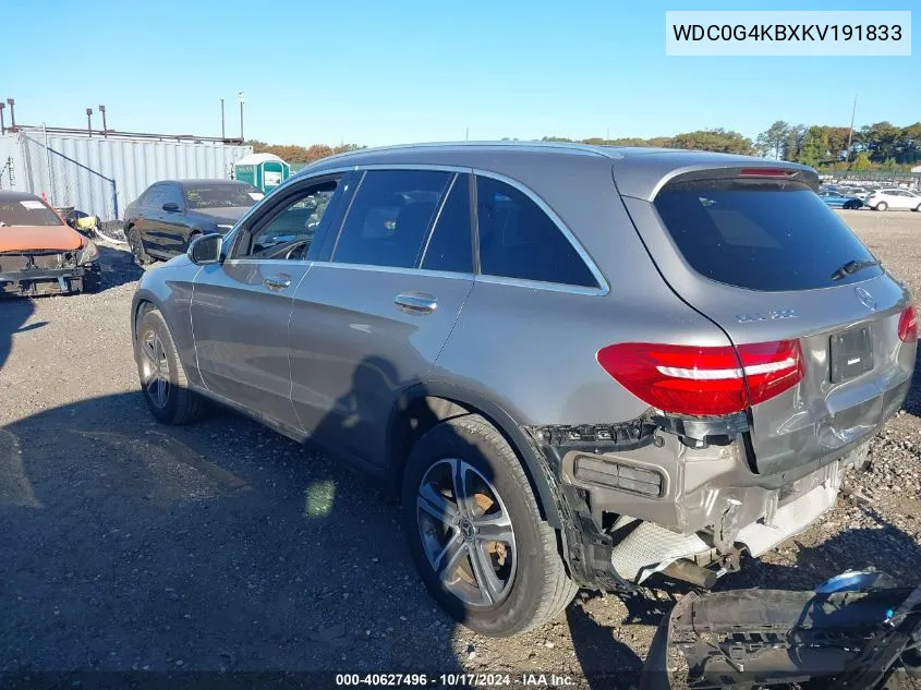 2019 Mercedes-Benz Glc 300 300 4Matic VIN: WDC0G4KBXKV191833 Lot: 40627496