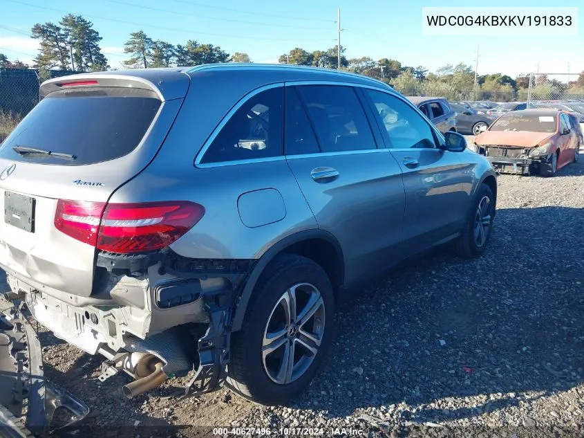 2019 Mercedes-Benz Glc 300 300 4Matic VIN: WDC0G4KBXKV191833 Lot: 40627496