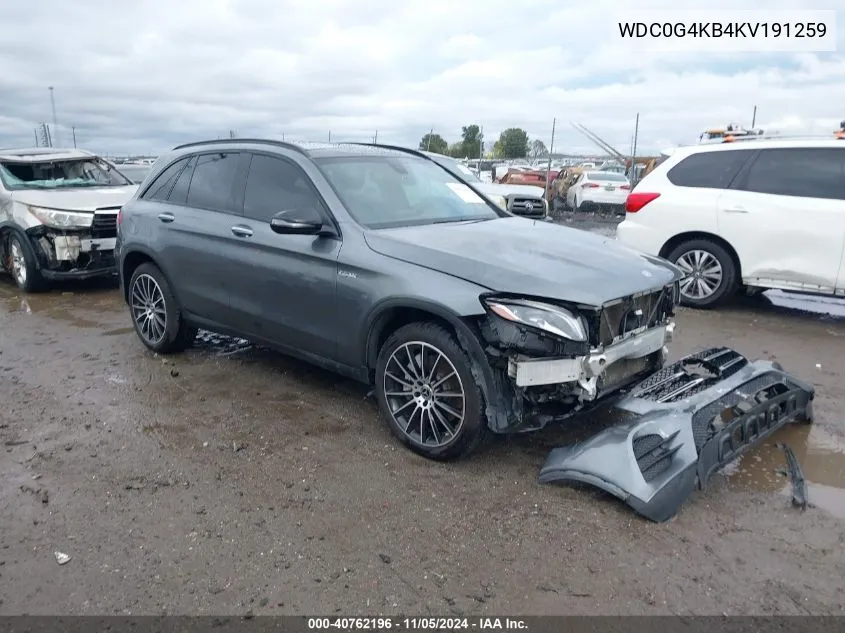 2019 Mercedes-Benz Glc 300 4Matic VIN: WDC0G4KB4KV191259 Lot: 40762196