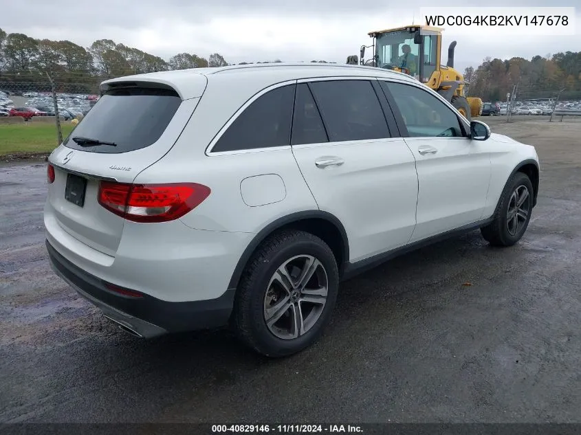 2019 Mercedes-Benz Glc 300 4Matic VIN: WDC0G4KB2KV147678 Lot: 40829146