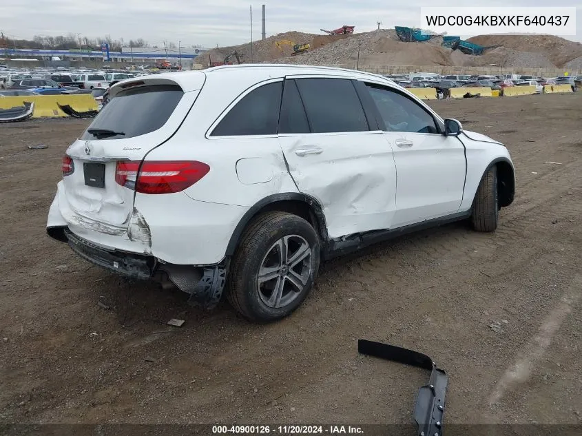 2019 Mercedes-Benz Glc 300 4Matic VIN: WDC0G4KBXKF640437 Lot: 40900126