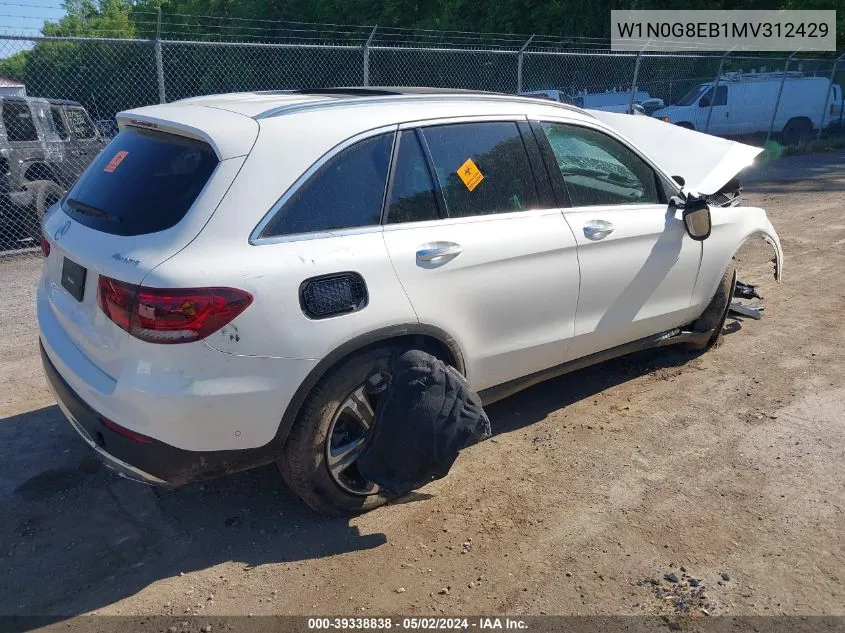 2021 Mercedes-Benz Glc 300 4Matic Suv VIN: W1N0G8EB1MV312429 Lot: 39338838