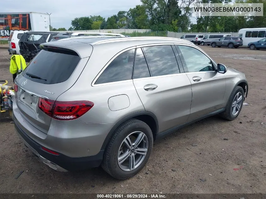 2021 Mercedes-Benz Glc 300 4Matic Suv VIN: W1N0G8EB6MG000143 Lot: 40219061