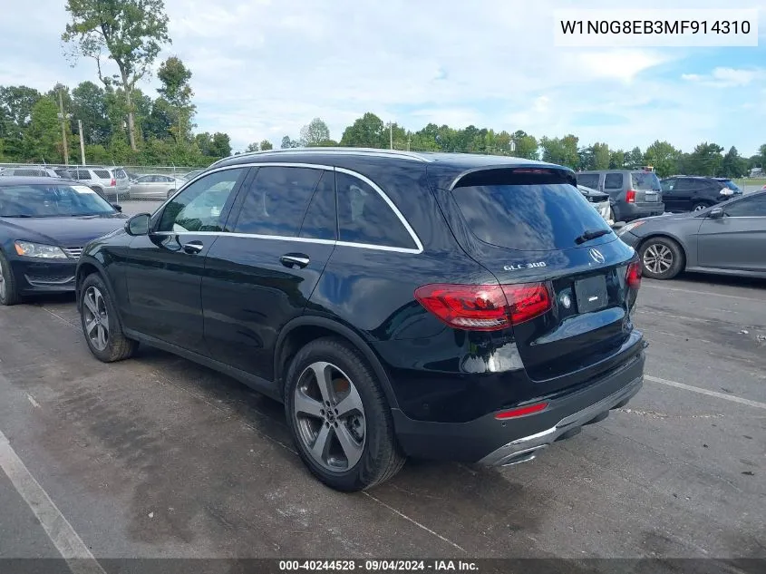 2021 Mercedes-Benz Glc 300 300 4Matic VIN: W1N0G8EB3MF914310 Lot: 40244528