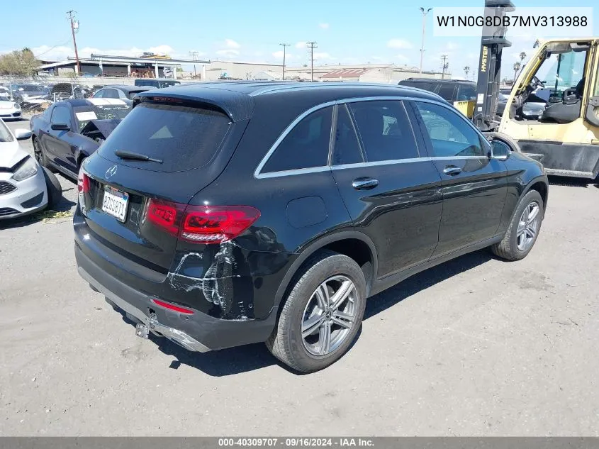 2021 Mercedes-Benz Glc 300 Suv VIN: W1N0G8DB7MV313988 Lot: 40309707