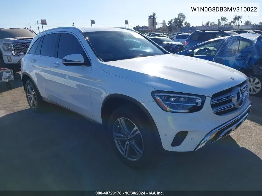 2021 Mercedes-Benz Glc 300 Suv VIN: W1N0G8DB3MV310022 Lot: 40729178