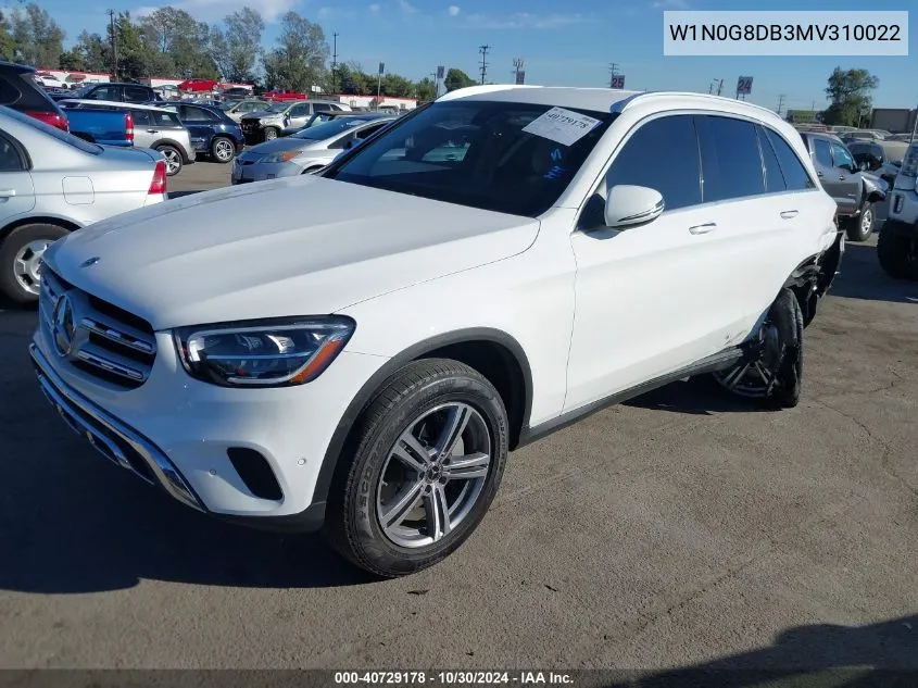 2021 Mercedes-Benz Glc 300 Suv VIN: W1N0G8DB3MV310022 Lot: 40729178