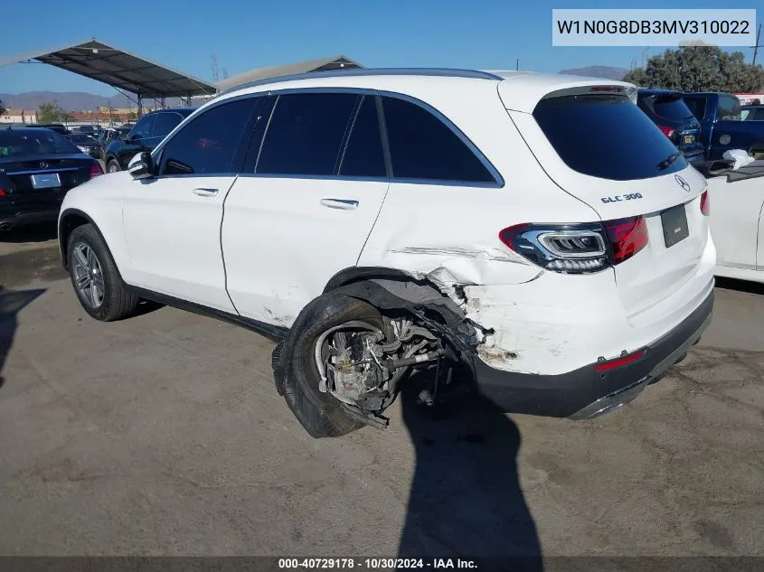 2021 Mercedes-Benz Glc 300 Suv VIN: W1N0G8DB3MV310022 Lot: 40729178