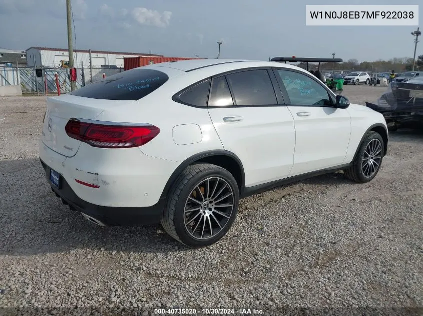 2021 Mercedes-Benz Glc 300 4Matic Coupe VIN: W1N0J8EB7MF922038 Lot: 40735020