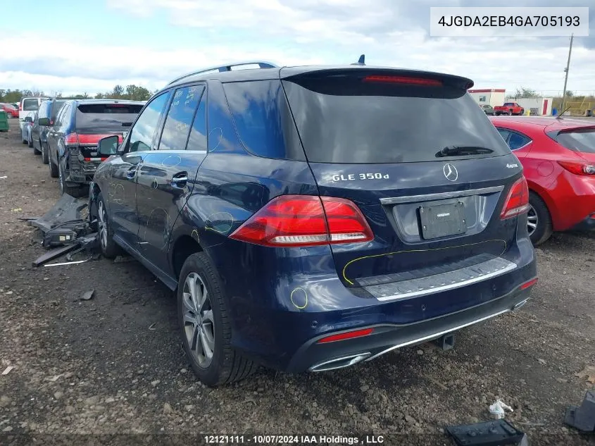 2016 Mercedes-Benz Gle VIN: 4JGDA2EB4GA705193 Lot: 12121111