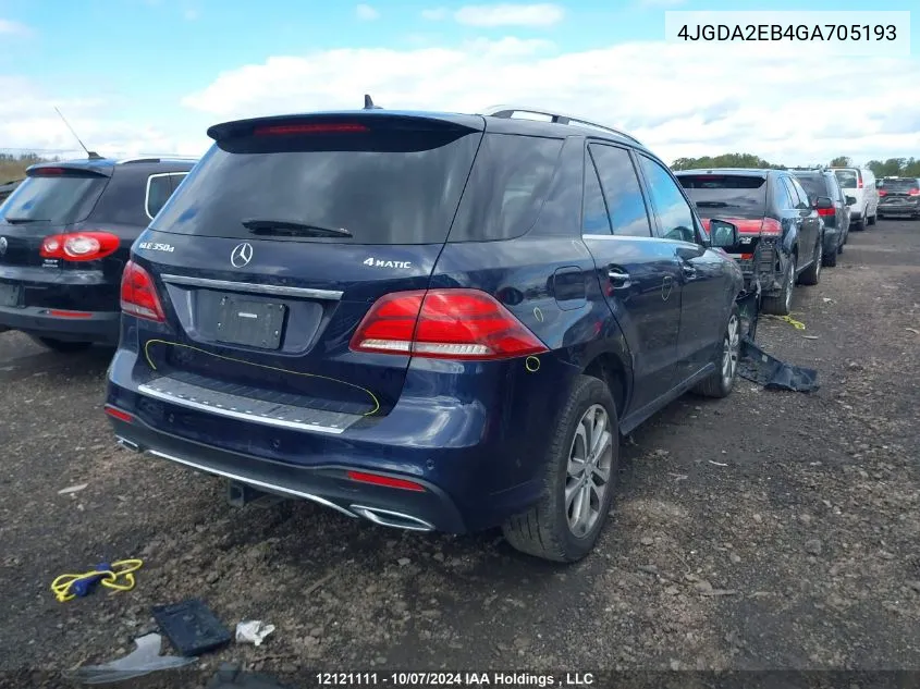 2016 Mercedes-Benz Gle VIN: 4JGDA2EB4GA705193 Lot: 12121111