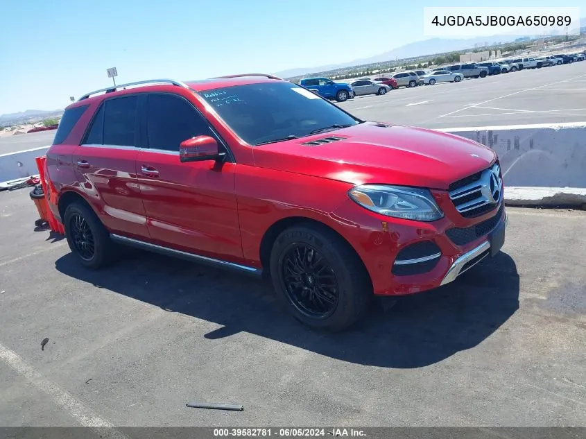 2016 Mercedes-Benz Gle 350 VIN: 4JGDA5JB0GA650989 Lot: 39582781