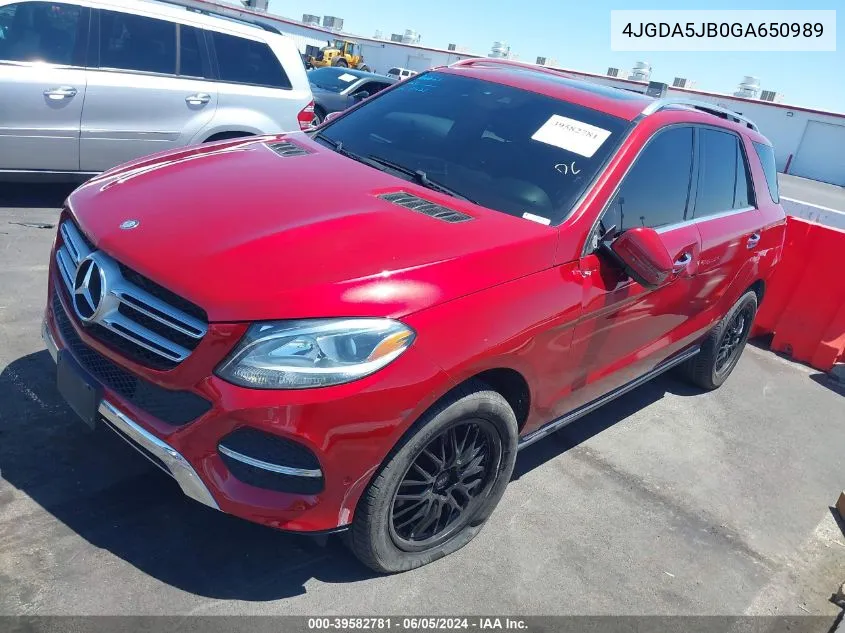 2016 Mercedes-Benz Gle 350 VIN: 4JGDA5JB0GA650989 Lot: 39582781