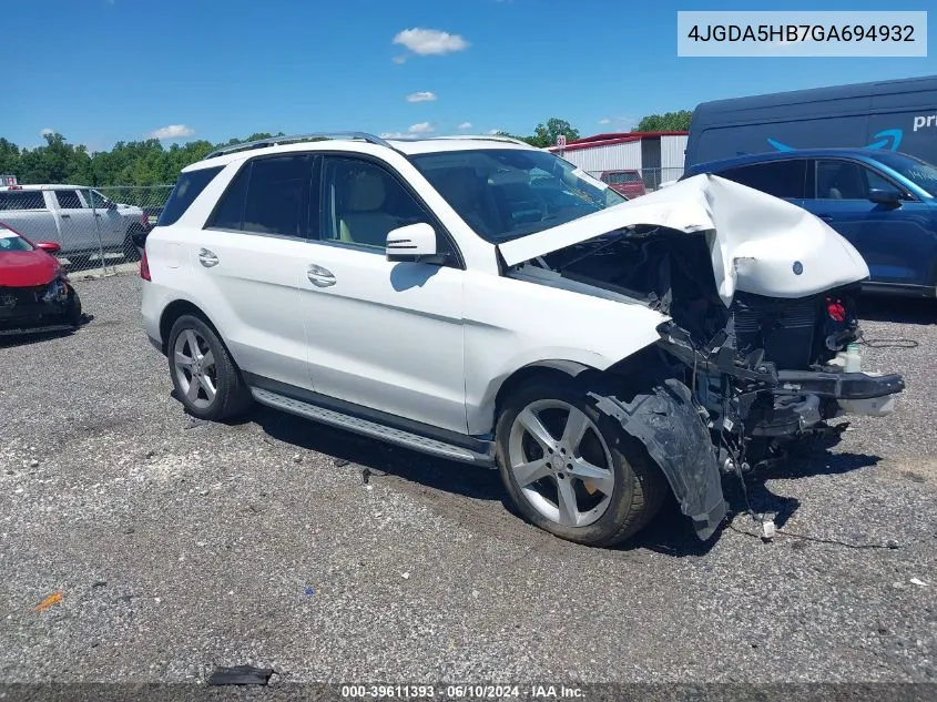 2016 Mercedes-Benz Gle 350 4Matic VIN: 4JGDA5HB7GA694932 Lot: 39611393