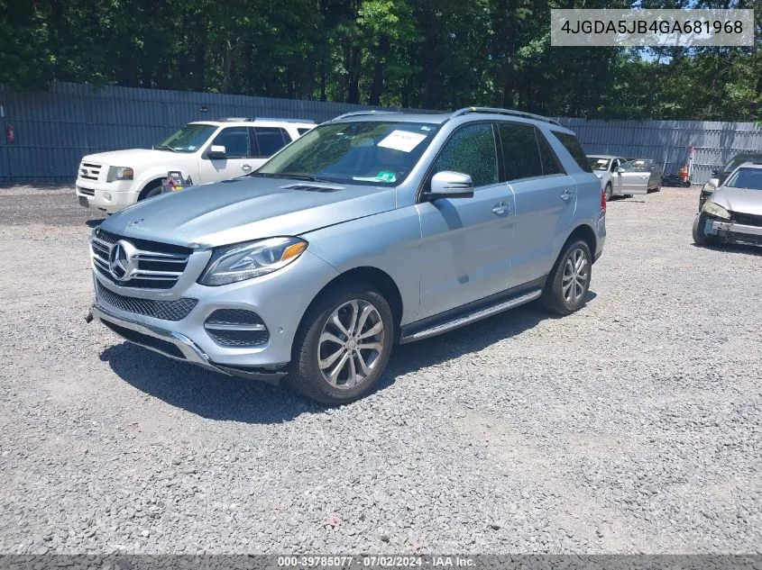 2016 Mercedes-Benz Gle 350 VIN: 4JGDA5JB4GA681968 Lot: 39785077