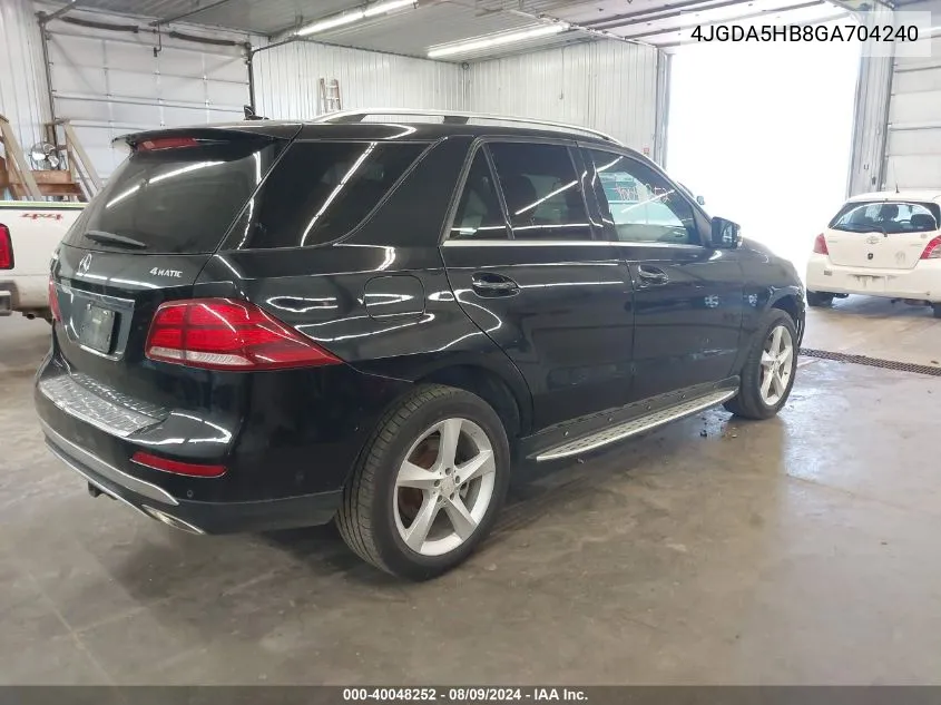 2016 Mercedes-Benz Gle 350 4Matic VIN: 4JGDA5HB8GA704240 Lot: 40048252