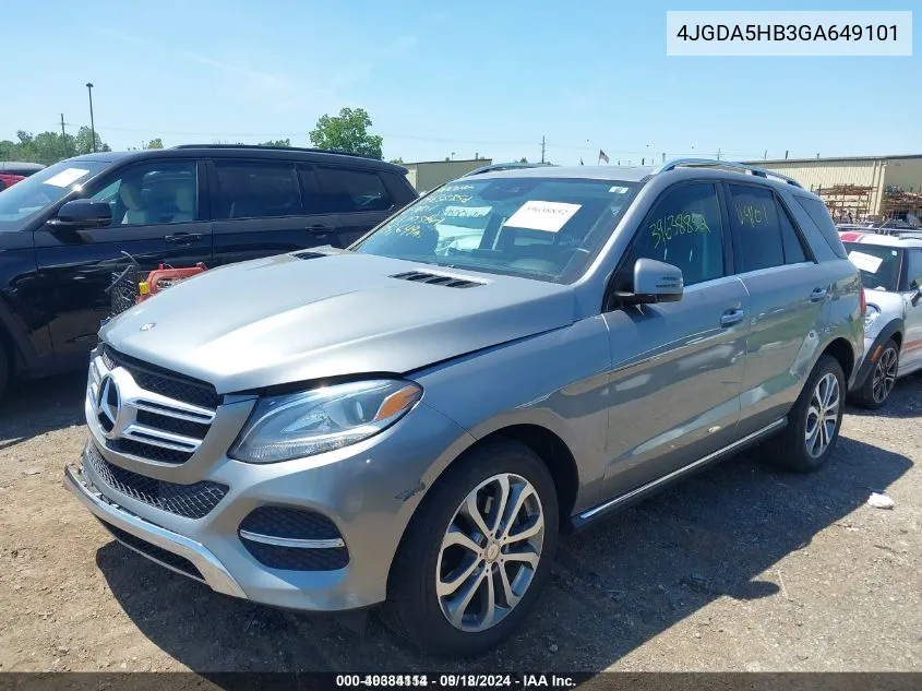 2016 Mercedes-Benz Gle 350 4Matic VIN: 4JGDA5HB3GA649101 Lot: 40384114