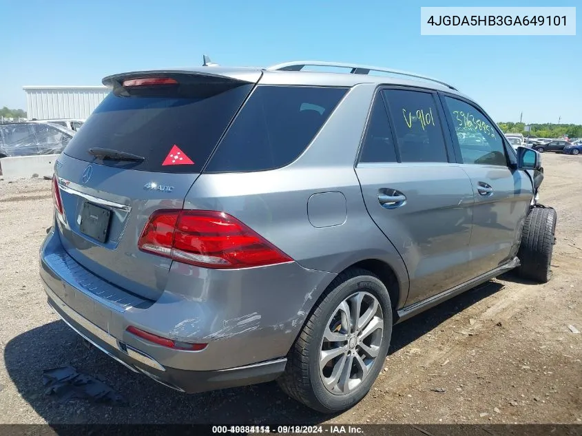 2016 Mercedes-Benz Gle 350 4Matic VIN: 4JGDA5HB3GA649101 Lot: 40384114