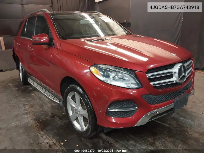 2016 Mercedes-Benz Gle 350 4Matic VIN: 4JGDA5HB7GA743918 Lot: 40480370