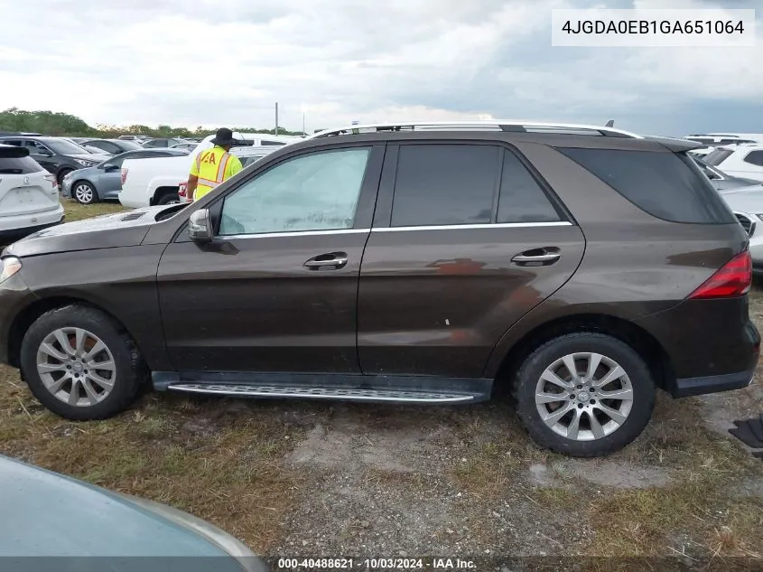 2016 Mercedes-Benz Gle 300D 4Matic VIN: 4JGDA0EB1GA651064 Lot: 40488621