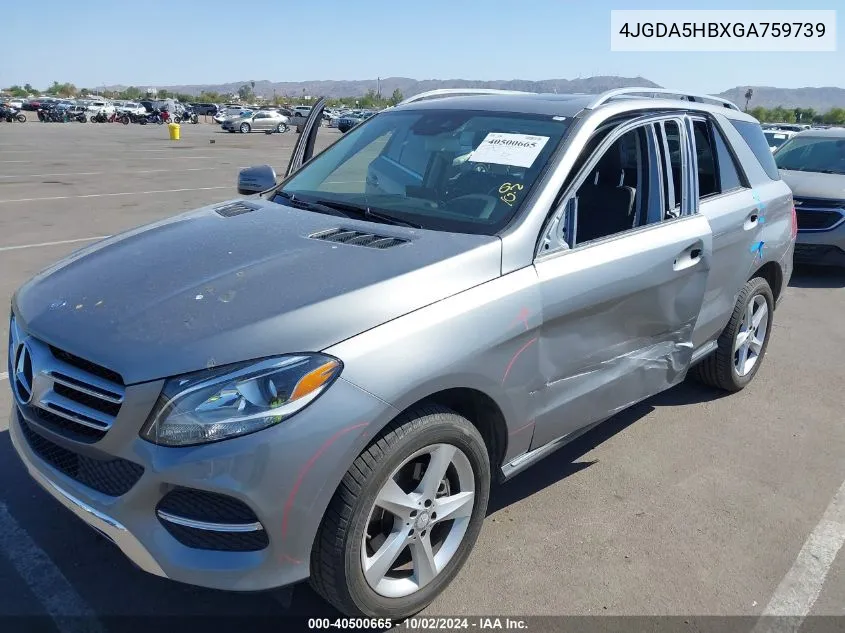 2016 Mercedes-Benz Gle 350 4Matic VIN: 4JGDA5HBXGA759739 Lot: 40500665