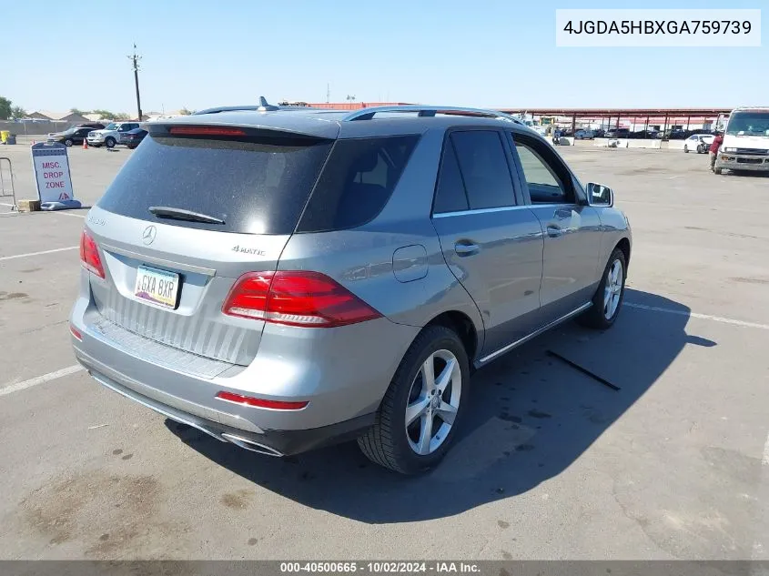 2016 Mercedes-Benz Gle 350 4Matic VIN: 4JGDA5HBXGA759739 Lot: 40500665