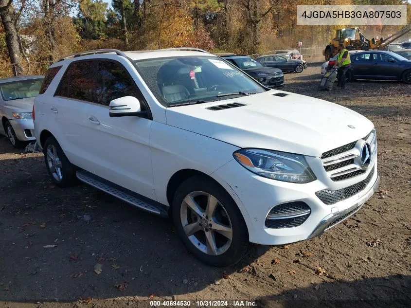 2016 Mercedes-Benz Gle 350 4Matic VIN: 4JGDA5HB3GA807503 Lot: 40694530