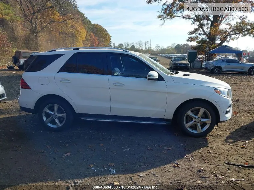 2016 Mercedes-Benz Gle 350 4Matic VIN: 4JGDA5HB3GA807503 Lot: 40694530