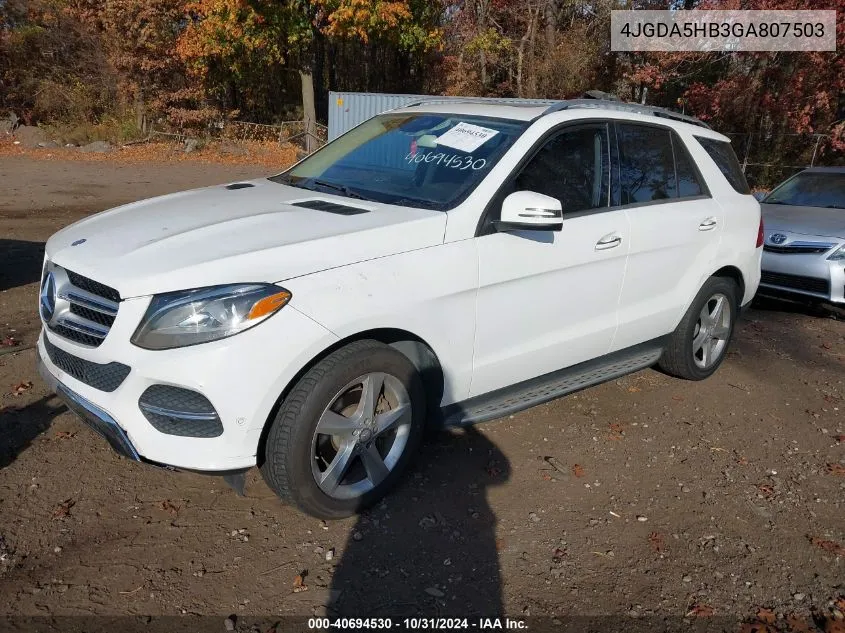 2016 Mercedes-Benz Gle 350 4Matic VIN: 4JGDA5HB3GA807503 Lot: 40694530