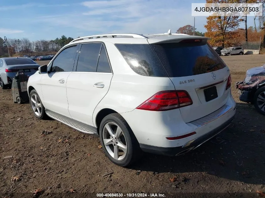 2016 Mercedes-Benz Gle 350 4Matic VIN: 4JGDA5HB3GA807503 Lot: 40694530