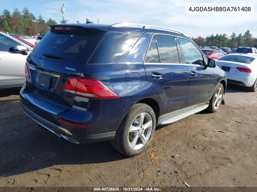 2016 Mercedes-Benz Gle 350 4Matic VIN: 4JGDA5HB8GA761408 Lot: 40726625