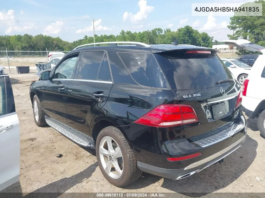 2017 Mercedes-Benz Gle 350 4Matic VIN: 4JGDA5HB5HA941835 Lot: 39815112