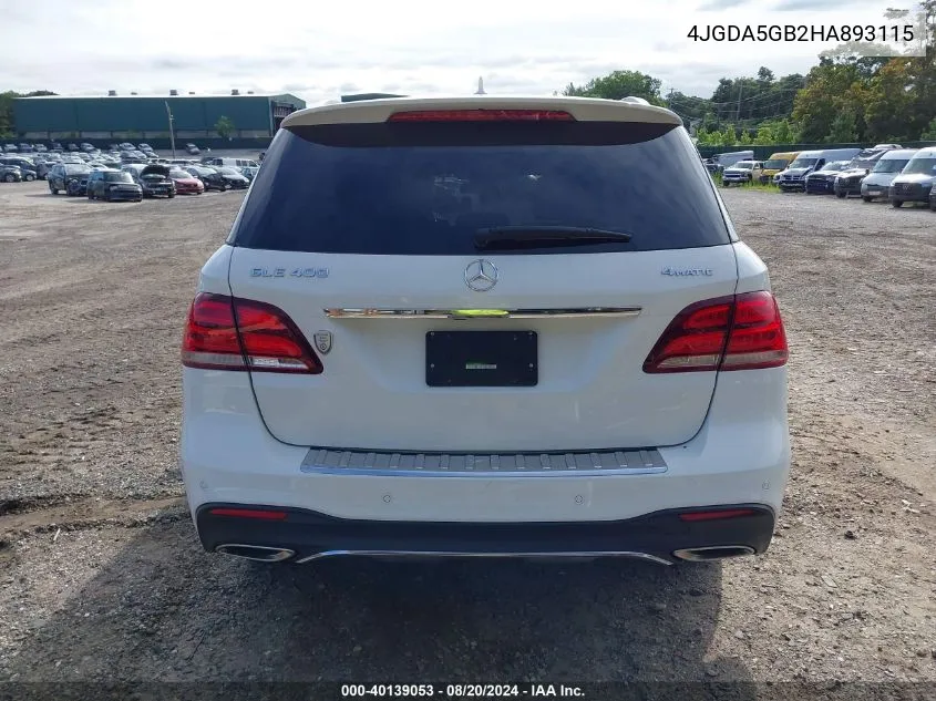 2017 Mercedes-Benz Gle 400 400 4Matic VIN: 4JGDA5GB2HA893115 Lot: 40139053