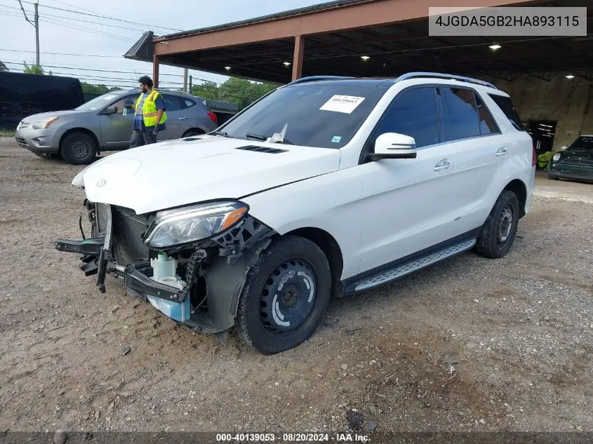 2017 Mercedes-Benz Gle 400 400 4Matic VIN: 4JGDA5GB2HA893115 Lot: 40139053