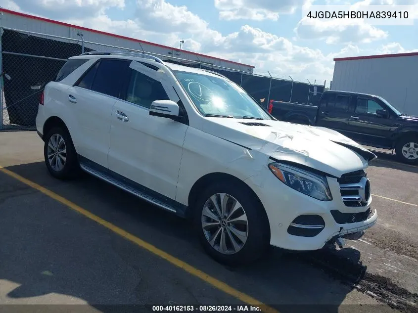 2017 Mercedes-Benz Gle 350 4Matic VIN: 4JGDA5HB0HA839410 Lot: 40162153