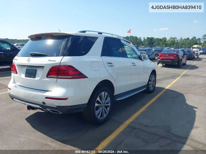 2017 Mercedes-Benz Gle 350 4Matic VIN: 4JGDA5HB0HA839410 Lot: 40162153