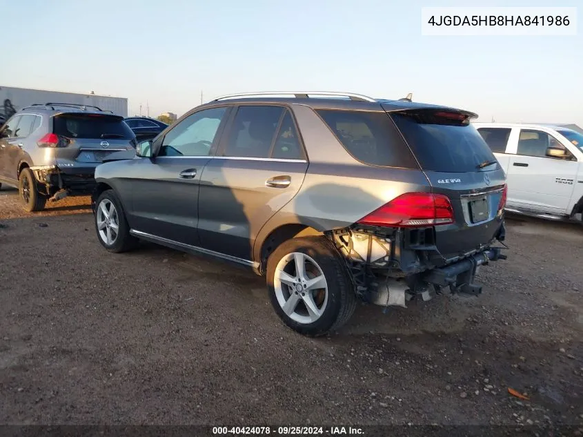 2017 Mercedes-Benz Gle 350 4Matic VIN: 4JGDA5HB8HA841986 Lot: 40424078