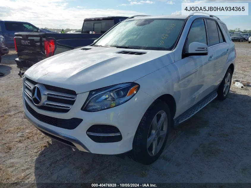 2017 Mercedes-Benz Gle 350 VIN: 4JGDA5JB0HA934365 Lot: 40476928