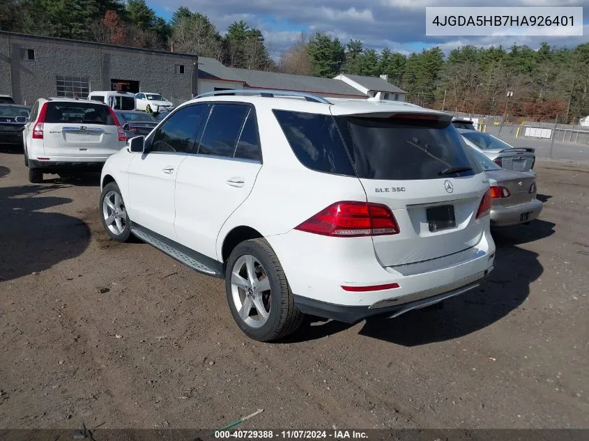 2017 Mercedes-Benz Gle 350 4Matic VIN: 4JGDA5HB7HA926401 Lot: 40729388