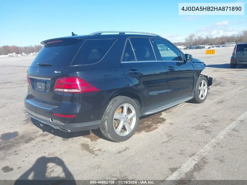 2017 Mercedes-Benz Gle 350 4Matic VIN: 4JGDA5HB2HA871890 Lot: 40862108