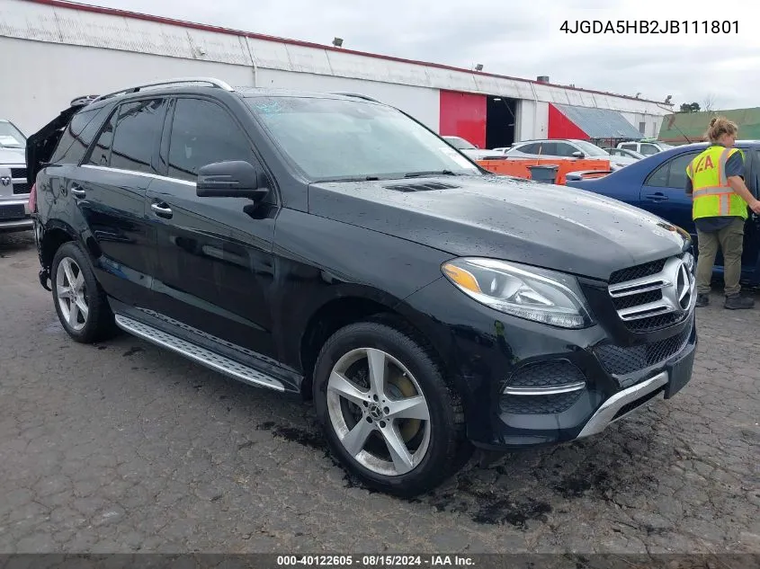 2018 Mercedes-Benz Gle 350 4Matic VIN: 4JGDA5HB2JB111801 Lot: 40122605