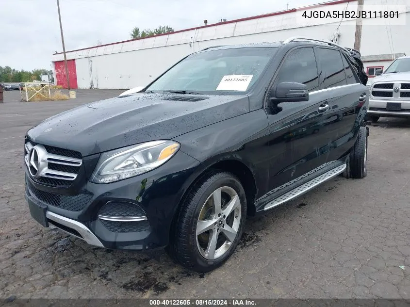 2018 Mercedes-Benz Gle 350 4Matic VIN: 4JGDA5HB2JB111801 Lot: 40122605