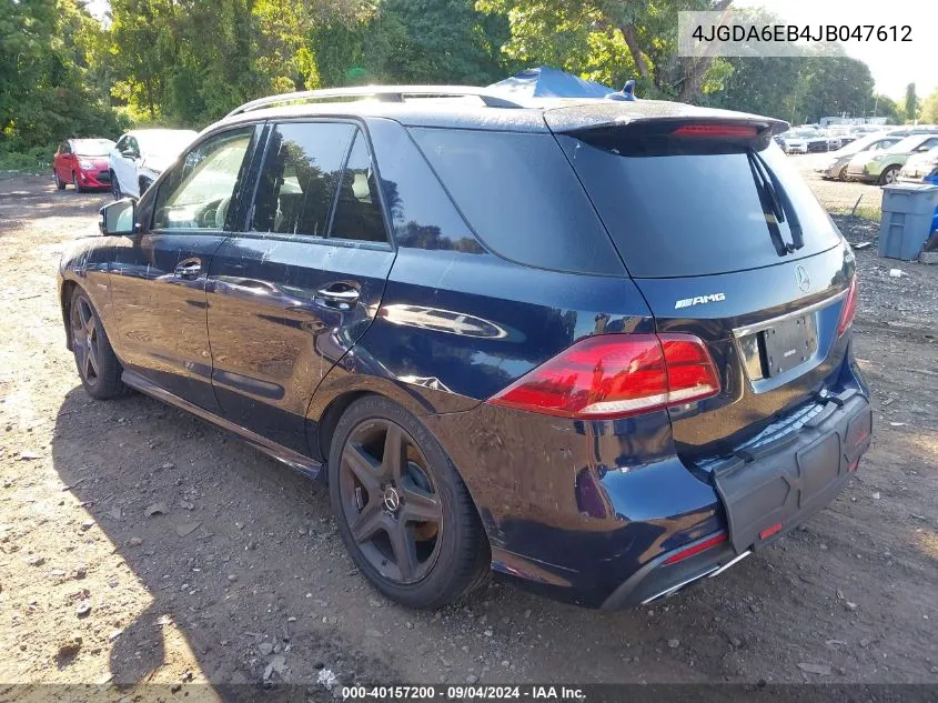 2018 Mercedes-Benz Gle 43 Amg VIN: 4JGDA6EB4JB047612 Lot: 40157200