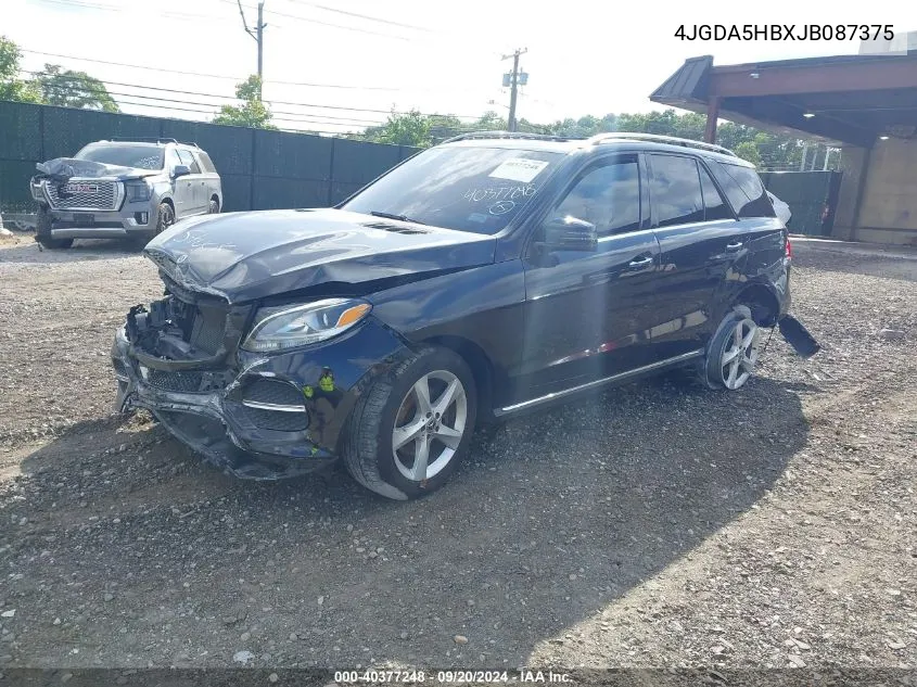 2018 Mercedes-Benz Gle 350 4Matic VIN: 4JGDA5HBXJB087375 Lot: 40377248