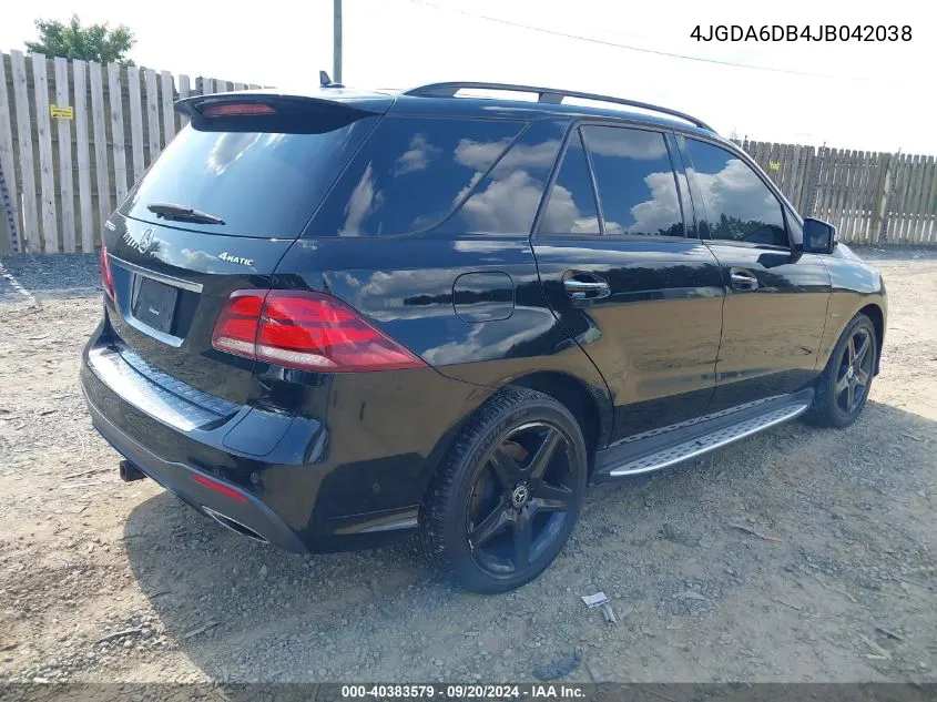 2018 Mercedes-Benz Gle 550E Plug-In Hybrid 4Matic VIN: 4JGDA6DB4JB042038 Lot: 40383579