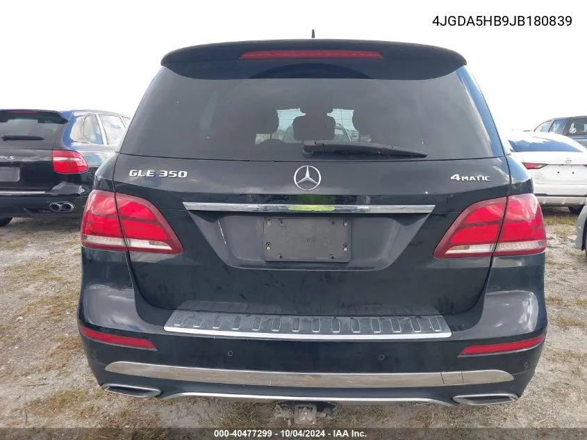 2018 Mercedes-Benz Gle 350 4Matic VIN: 4JGDA5HB9JB180839 Lot: 40477299