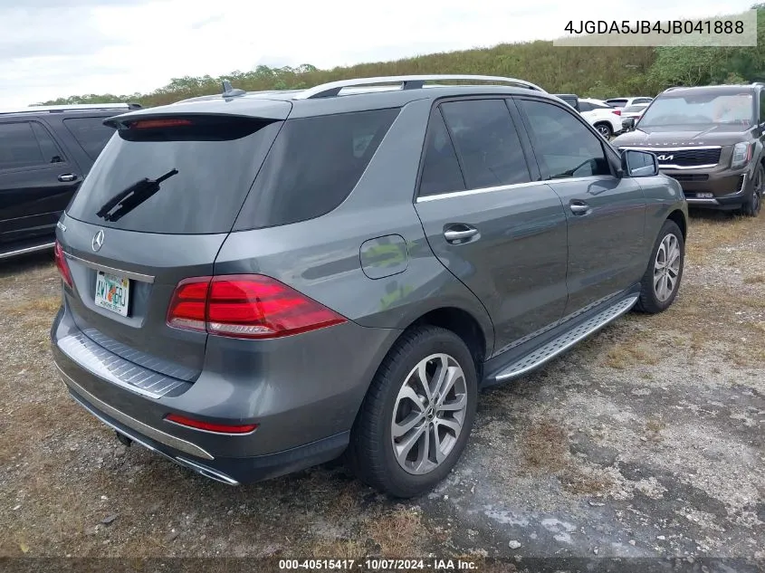 2018 Mercedes-Benz Gle 350 VIN: 4JGDA5JB4JB041888 Lot: 40515417