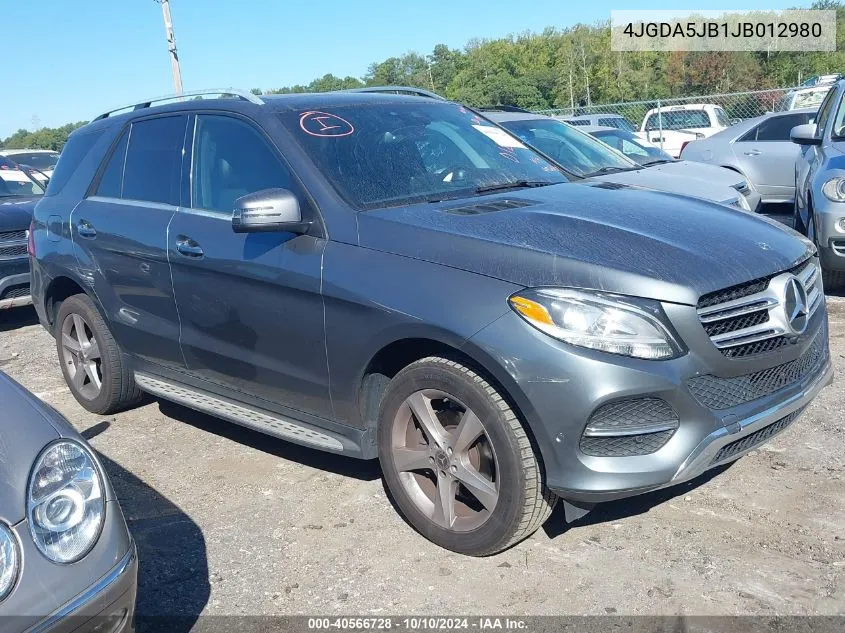 2018 Mercedes-Benz Gle 350 VIN: 4JGDA5JB1JB012980 Lot: 40566728