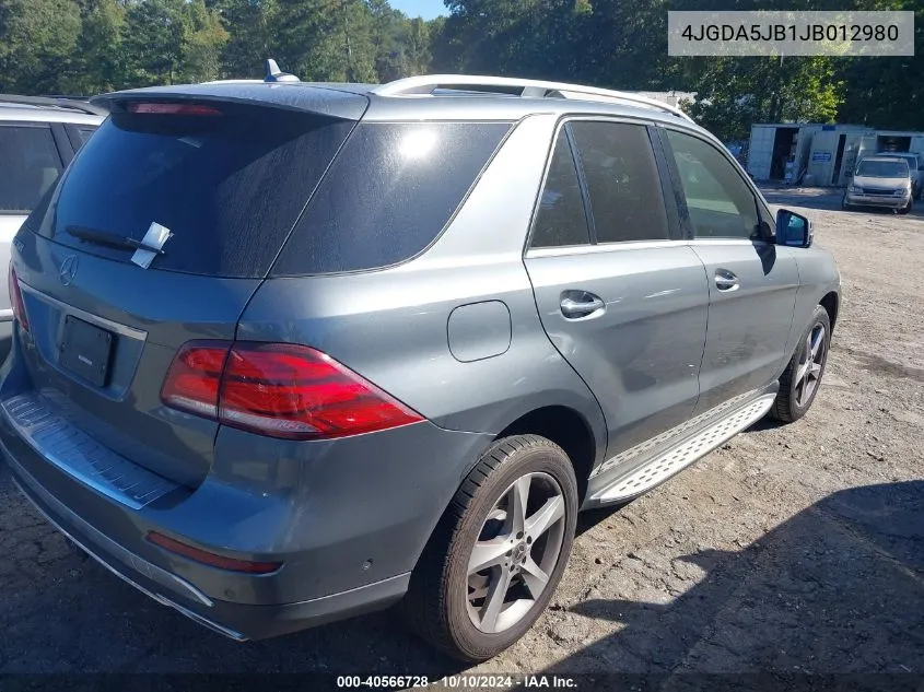 2018 Mercedes-Benz Gle 350 VIN: 4JGDA5JB1JB012980 Lot: 40566728