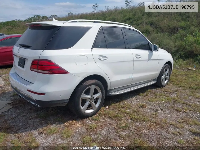 2018 Mercedes-Benz Gle 350 VIN: 4JGDA5JB7JB190795 Lot: 40627119